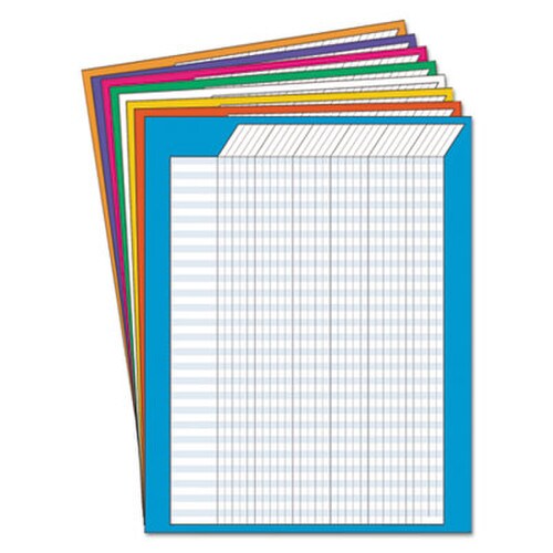 TREND® Jumbo Vertical Incentive Chart Pack, 22 x 28, Vertical Orientation, Assorted Colors with Assorted Borders, 8/Pack Item: TEPT73901