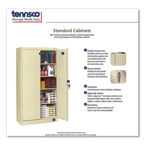 Tennsco 72" High Standard Cabinet (Assembled), 30w x 15d x 72h, Black Item: TNN7215BLK