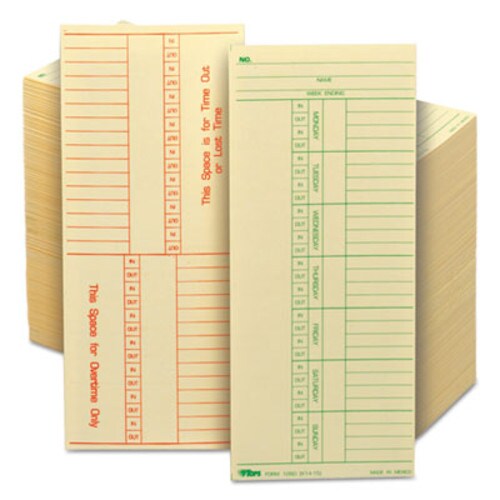 TOPS™ Time Clock Cards, Replacement for K14-15, Two Sides, 3.38 x 8.25, 500/Box Item: TOP1260