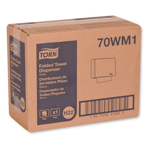 Tork® Singlefold Hand Towel Dispenser, 11.75 x 5.75 x 9.25, White Item: TRK70WM1