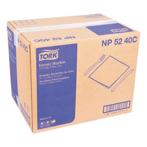 Tork® Advanced Dinner Napkins, 2-Ply, 15" x 16.25", White, 375/Pack, 8 Packs/Carton Item: TRKNP5240C
