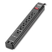 Tripp Lite by Eaton Protect It! Surge Protector, 6 AC Outlets/2 USB Ports, 6 ft Cord, 990 J, Black Item: TRPTLP606USBB
