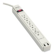 Tripp Lite by Eaton Protect It! Surge Protector, 6 AC Outlets/2 USB Ports, 6 ft Cord, 990 J, Cool Gray Item: TRPTLP606USB