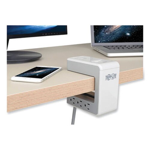 Tripp Lite by Eaton Surge Protector, 6 AC Outlets/2 USB-A and 1 USB-C Ports, 8 ft Cord, 1,080 J, Gray Item: TRPTLP648USBC