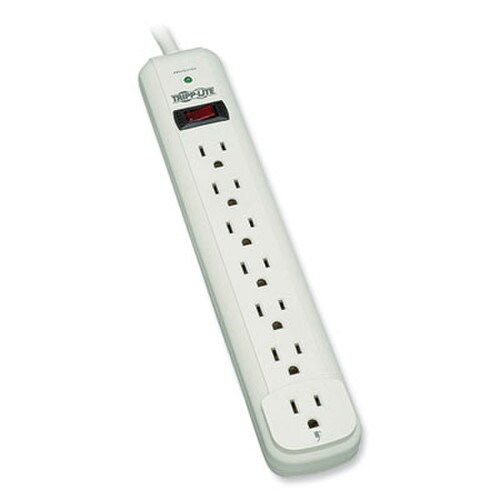 Tripp Lite by Eaton Protect It! Surge Protector, 7 AC Outlets, 12 ft Cord, 1,080 J, Light Gray Item: TRPTLP712