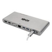 Tripp Lite by Eaton USB Type-C Docking Station, 3.5mm/Displayport/HDMI/RJ45/Thunderbolt 3/USB A/USB C/VGA, Silver Item: TRPU442DOCK4S