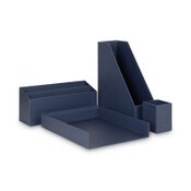 U Brands Four-Piece Desk Organization Kit, Magazine Holder/Paper Tray/Pencil Cup/Storage Bin, Chipboard, Navy Item: UBR3631U0002