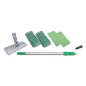 Unger® SpeedClean Window Cleaning Kit, Aluminum, 72" Extension Pole, 8" Pad Holder, Silver/Green Item: UNGWNK01