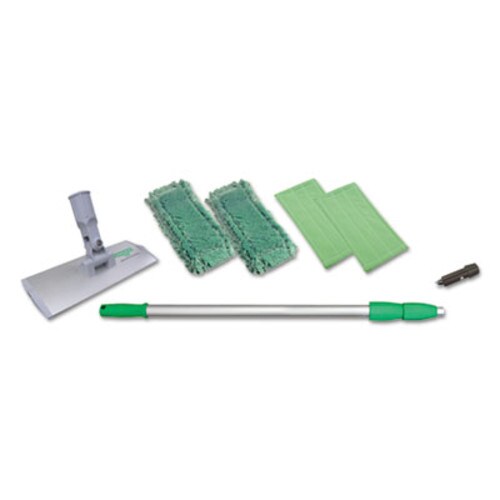 Unger® SpeedClean Window Cleaning Kit, Aluminum, 72" Extension Pole, 8" Pad Holder, Silver/Green Item: UNGWNK01