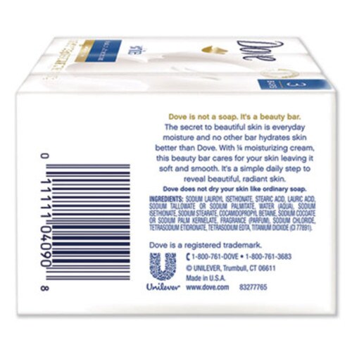 Dove® White Beauty Bar, Light Scent, 3.17 oz, 12/Carton Item: UNI04090CT