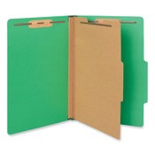 Universal® Bright Colored Pressboard Classification Folders, 2" Expansion, 1 Divider, 4 Fasteners, Legal Size, Emerald Green, 10/Box Item: UNV10212