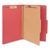 Universal® Bright Colored Pressboard Classification Folders, 2" Expansion, 1 Divider, 4 Fasteners, Legal Size, Ruby Red Exterior, 10/Box Item: UNV10213