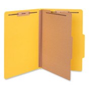 Universal® Bright Colored Pressboard Classification Folders, 2" Expansion, 1 Divider, 4 Fasteners, Legal Size, Yellow Exterior, 10/Box Item: UNV10214