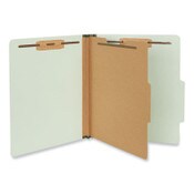 Universal® Four-Section Pressboard Classification Folders, 2" Expansion, 1 Divider, 4 Fasteners, Letter Size, Gray-Green, 10/Box Item: UNV10253