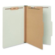 Universal® Four-Section Pressboard Classification Folders, 2" Expansion, 1 Divider, 4 Fasteners, Legal Size, Green Exterior, 10/Box Item: UNV10261
