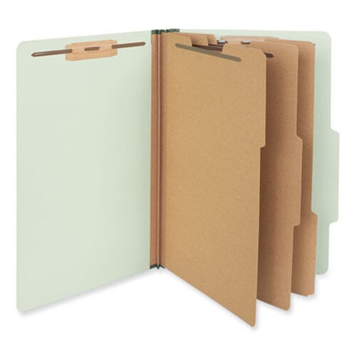 Universal® Eight-Section Pressboard Classification Folders, 3" Expansion, 3 Dividers, 8 Fasteners, Legal Size, Green Exterior, 10/Box Item: UNV10296