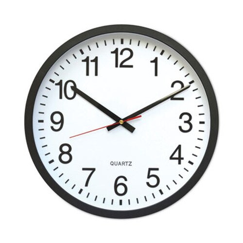 Universal® Classic Round Wall Clock, 12.63" Overall Diameter, Black Case, 1 AA (sold separately) Item: UNV10431