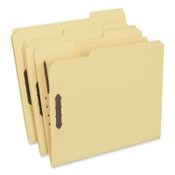 Universal® Deluxe Reinforced Top Tab Fastener Folders, 0.75" Expansion, 2 Fasteners, Letter Size, Yellow Exterior, 50/Box Item: UNV13524