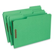 Universal® Deluxe Reinforced Top Tab Fastener Folders, 0.75" Expansion, 2 Fasteners, Legal Size, Green Exterior, 50/Box Item: UNV13526