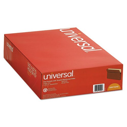 Universal® Redrope Expanding File Pockets, 1.75" Expansion, Legal Size, Redrope, 25/Box Item: UNV15242