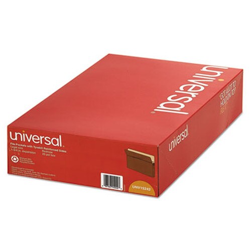 Universal® Redrope Expanding File Pockets, 1.75" Expansion, Legal Size, Redrope, 25/Box Item: UNV15242