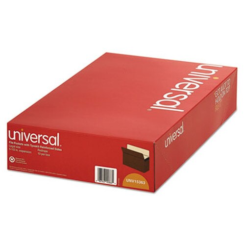 Universal® Redrope Expanding File Pockets, 5.25" Expansion, Legal Size, Redrope, 10/Box Item: UNV15363