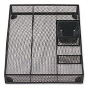 Universal® Metal Mesh Drawer Organizer, Six Compartments, 15 x 11.88 x 2.5, Black Item: UNV20021