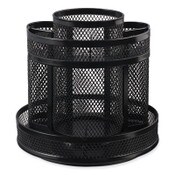 Universal® Metal Mesh Rotating Desktop Organizer, 8 Compartments, Metal Mesh, 6.5" Diameter x 6.13"h, Black Item: UNV20022