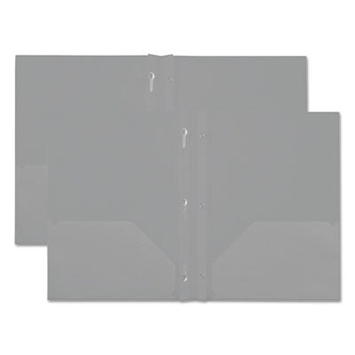 Universal® Plastic Twin-Pocket Report Covers with Three-Prong Fastener, 11 x 8.5, White/White, 10/Pack Item: UNV20554