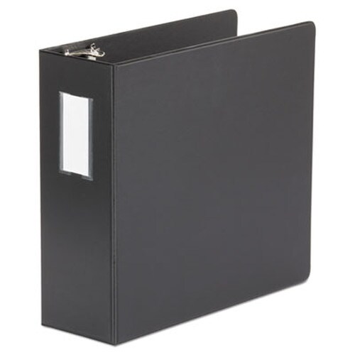Universal® Deluxe Non-View D-Ring Binder with Label Holder, 3 Rings, 4" Capacity, 11 x 8.5, Black Item: UNV20706