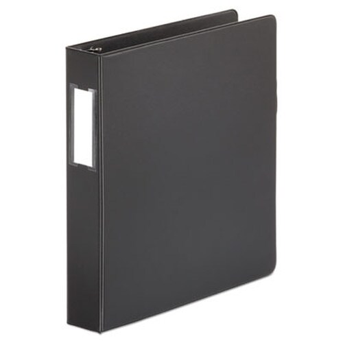 Universal® Deluxe Non-View D-Ring Binder with Label Holder, 3 Rings, 1.5" Capacity, 11 x 8.5, Black Item: UNV20771