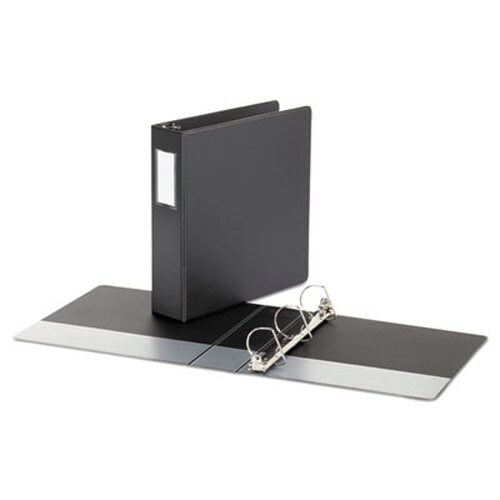 Universal® Deluxe Non-View D-Ring Binder with Label Holder, 3 Rings, 2" Capacity, 11 x 8.5, Black Item: UNV20781
