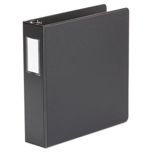 Universal® Deluxe Non-View D-Ring Binder with Label Holder, 3 Rings, 2" Capacity, 11 x 8.5, Black Item: UNV20781