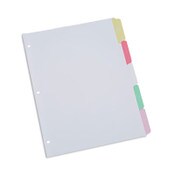 Universal® Deluxe Write-On/Erasable Tab Index, 5-Tab, 11 x 8.5, White, Assorted Tabs, 1 Set Item: UNV20816
