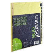 Universal® Deluxe Preprinted Simulated Leather Tab Dividers with Gold Printing, 12-Tab, Jan. to Dec., 11 x 8.5, Buff, 1 Set Item: UNV20823