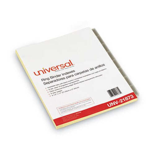 Universal® Insertable Tab Index, 8-Tab, 11 x 8.5, Buff, Clear Tabs, 6 Sets Item: UNV21873