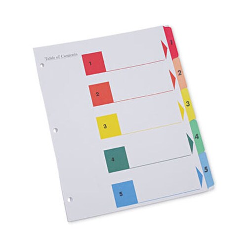 Universal® Deluxe Table of Contents Dividers for Printers, 5-Tab, 1 to 5; Table Of Contents, 11 x 8.5, White, 6 Sets Item: UNV24800