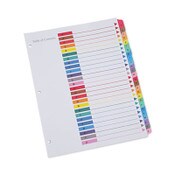 Universal® Deluxe Table of Contents Dividers for Printers, 26-Tab, A to Z, 11 x 8.5, White, 1 Set Item: UNV24812