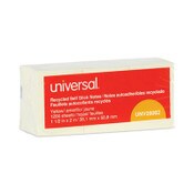 Universal® Recycled Self-Stick Note Pads, 1.5" x 2", Yellow, 100 Sheets/Pad, 12 Pads/Pack Item: UNV28062