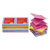 Universal® Fan-Folded Self-Stick Pop-Up Note Pads, 3" x 3", Assorted Bright Colors, 100 Sheets/Pad, 12 Pads/Pack Item: UNV35611