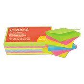 Universal® Self-Stick Note Pads, 3" x 3", Assorted Neon Colors, 100 Sheets/Pad, 12 Pads/Pack Item: UNV35612