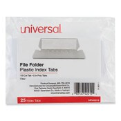 Universal® Hanging File Folder Plastic Index Tabs, 1/5-Cut, Clear, 2.25" Wide, 25/Pack Item: UNV42215