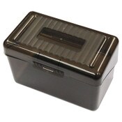 Universal® Plastic Index Card Boxes, Holds 300 3 x 5 Cards, 5.63 x 3.25 x 3.75, Translucent Black Item: UNV47286