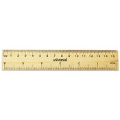 Universal® Flat Wood Ruler, Standard/Metric, 6" Long Item: UNV59024