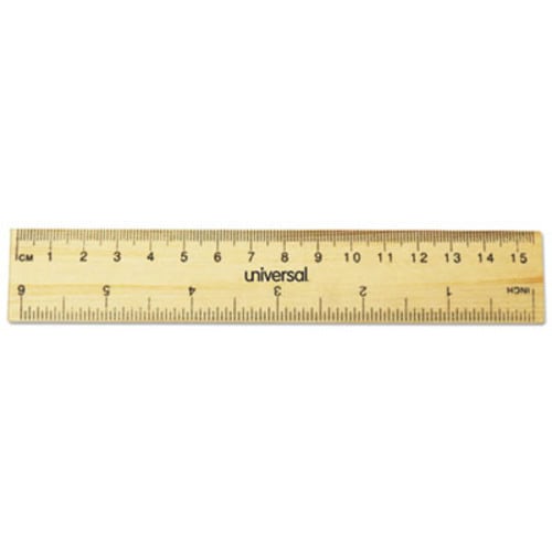 Universal® Flat Wood Ruler, Standard/Metric, 6" Long Item: UNV59024