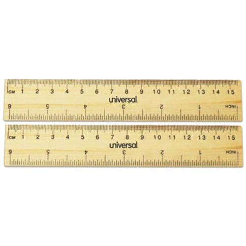 Universal® Flat Wood Ruler, Standard/Metric, 6" Long Item: UNV59024