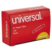 Universal® Paper Clips, #1, Smooth, Silver, 100 Clips/Box, 10 Boxes/Pack Item: UNV72210