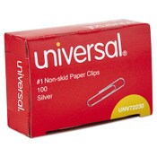 Universal® Paper Clips, #1, Nonskid, Silver, 100 Clips/Box, 10 Boxes/Pack Item: UNV72230