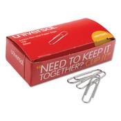 Universal® Paper Clips, Jumbo, Nonskid, Silver, 100 Clips/Box, 10 Boxes/Pack Item: UNV72240