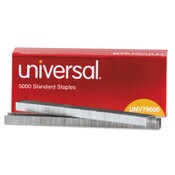Universal® Standard Chisel Point Staples, 0.25" Leg, 0.5" Crown, Steel, 5,000/Box Item: UNV79000